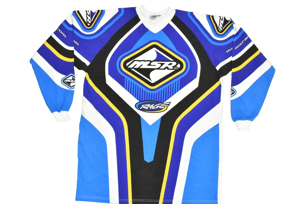 Vintage MSR Racing Rage Motocross Jersey Blue White XL Made in USA 100% Cotton